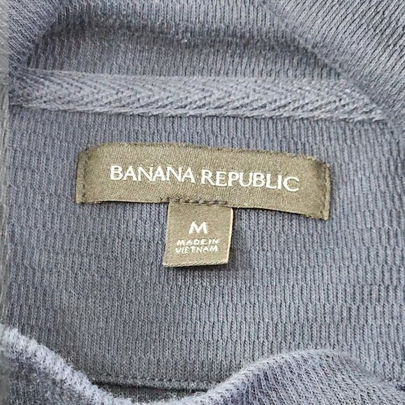 Banana Republic Cowl Neck Pull Over Men's M Navy Blue Drawstring Kangaroo Pocket - Picture 8 of 13